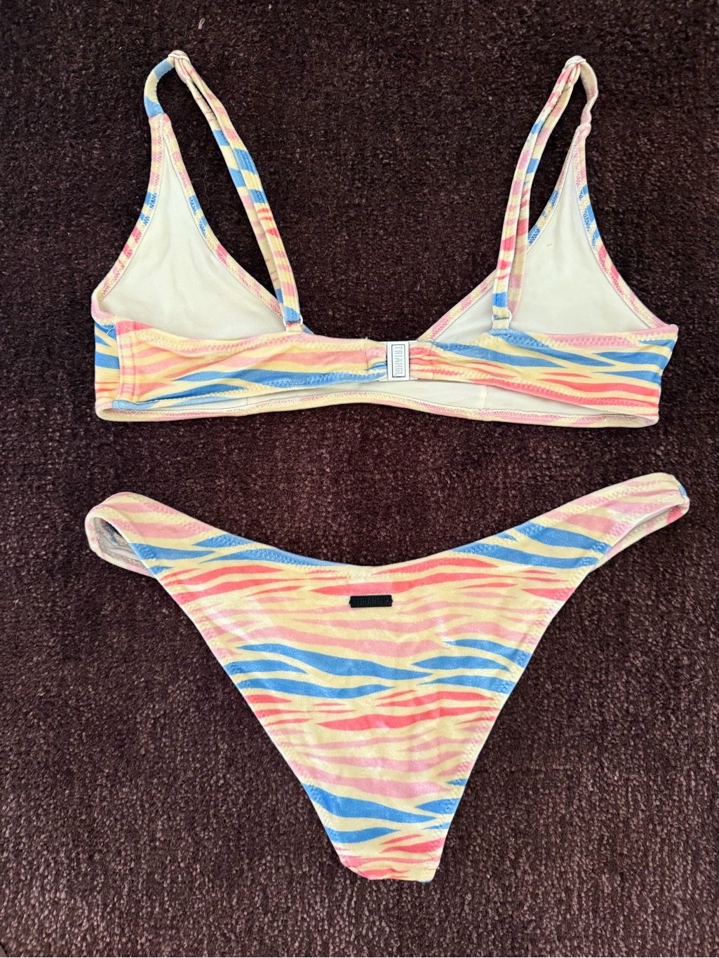 Triangl Multicolor ‘Maia’ Zebra Splash Animal Print Velour Bikini Set $120 — image 7 of 8